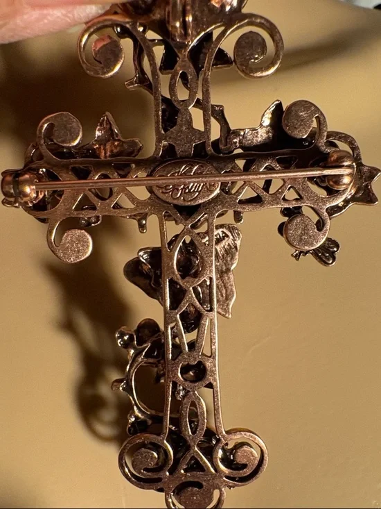 Kirks Folly Rose Gold Floral Cross Necklace with Pink Accents - Picture 4 of 7